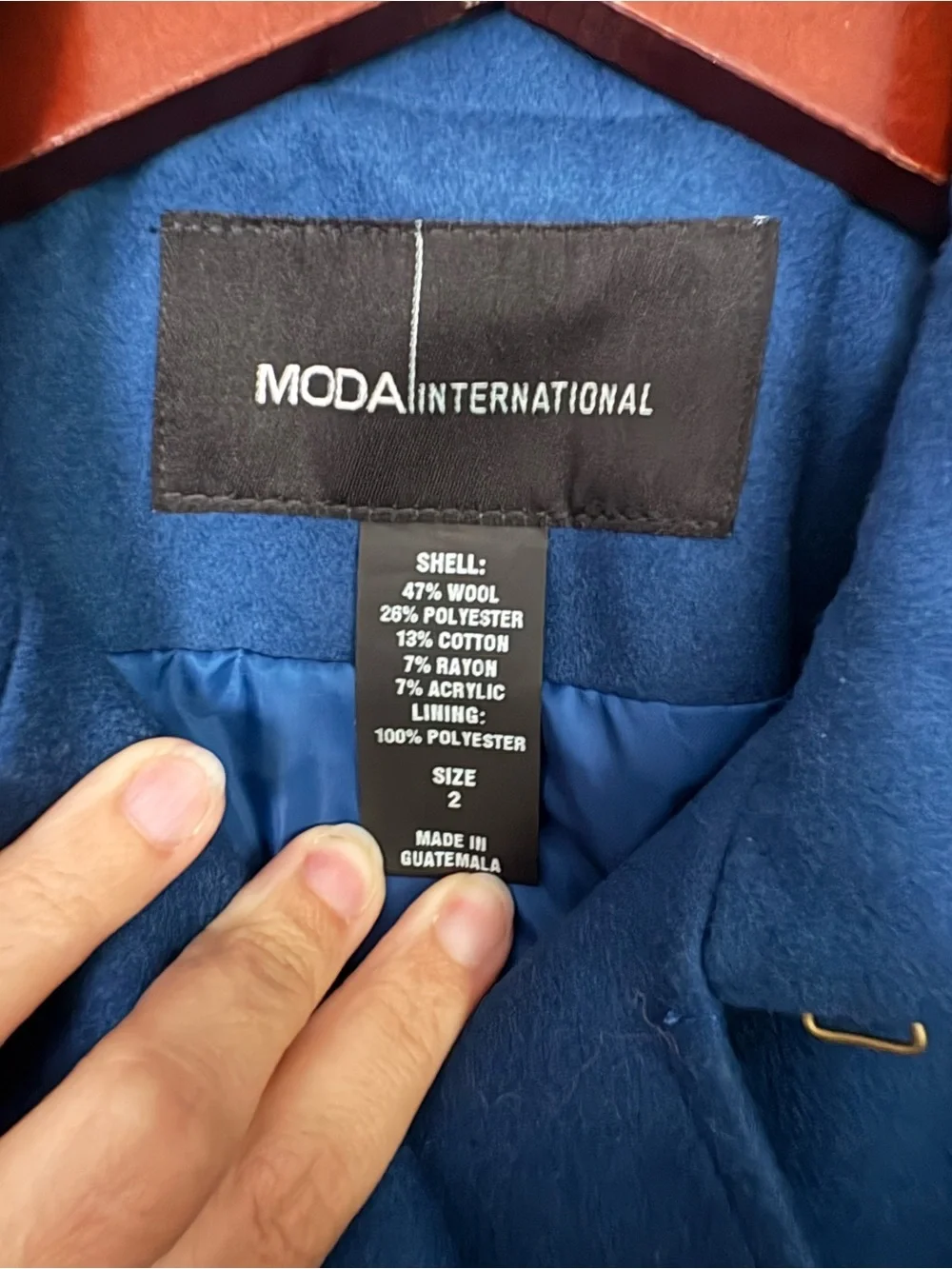 Moda International Teal Double Breasted Pea Coat Wool Blend Jacket 2 Tailored